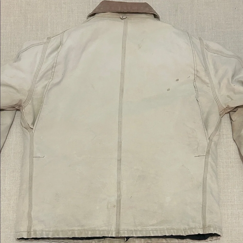 Vintage Carhartt Jacket XL Tan Thrashed Distressed Quilted Chore Barn - Picture 9 of 16